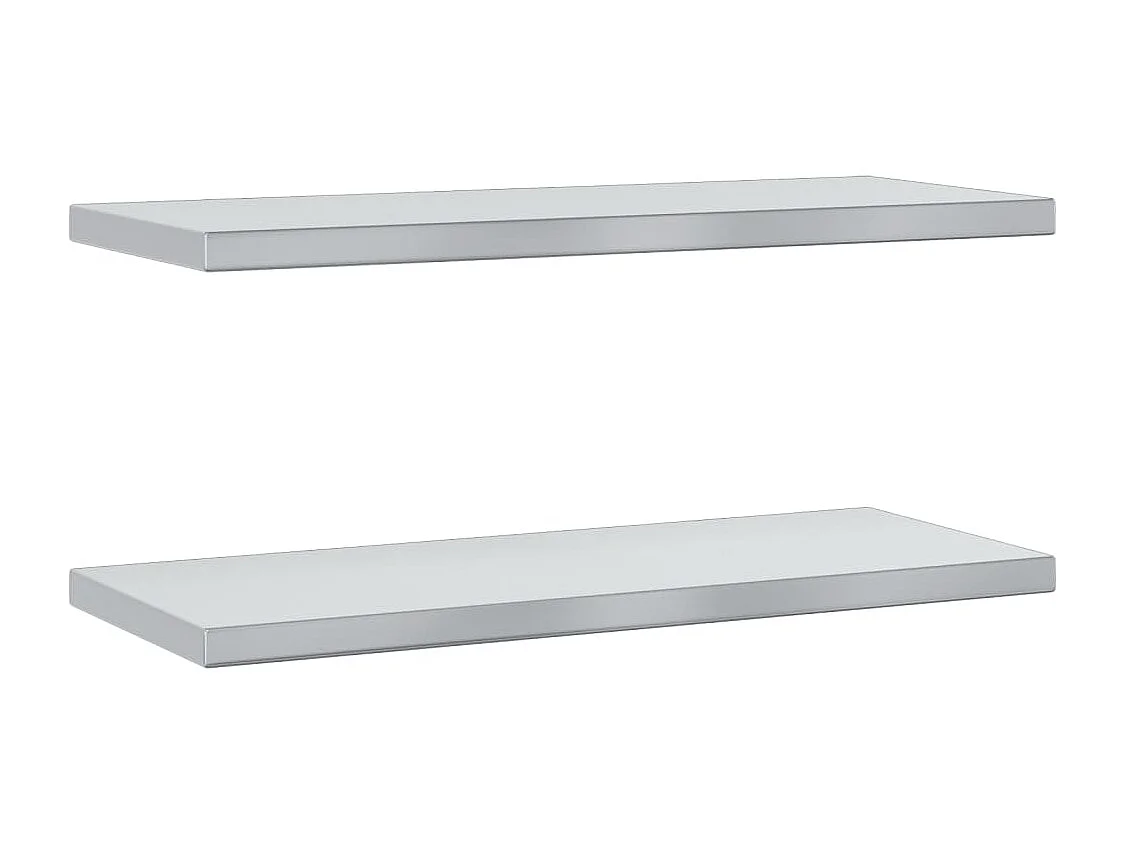 Wandschappen 2 st 75x30x3 cm roestvrijstaal zilverkleurig BE627991