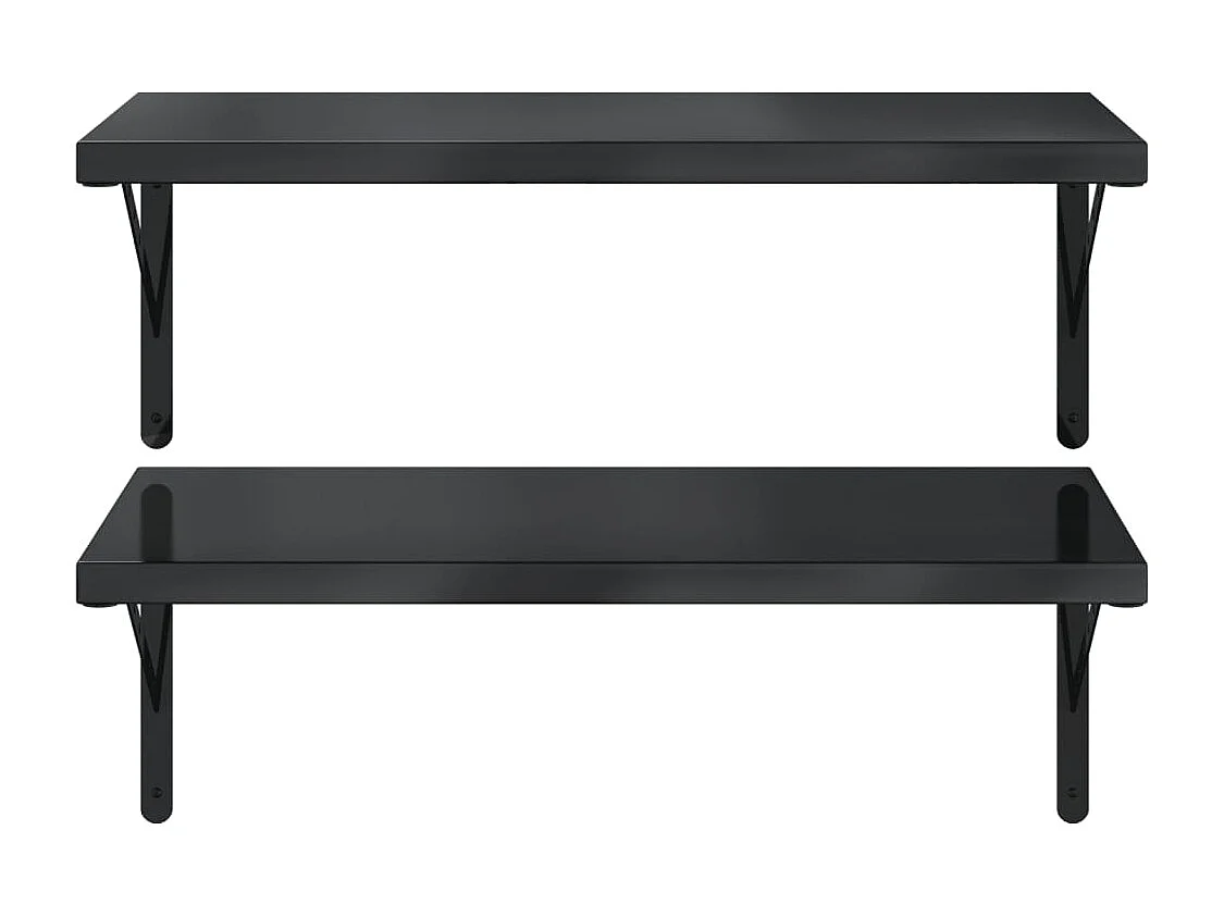 Étagères murales 2 pcs 75x40 cm noir acier inoxydable FR130585