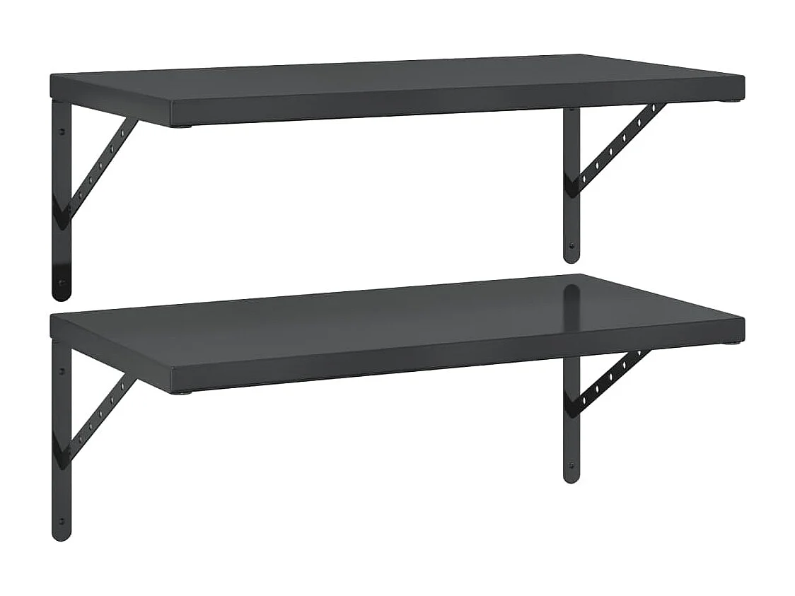 Estantes de pared 2 uds acero inoxidable negro 75x40 cm ES471338