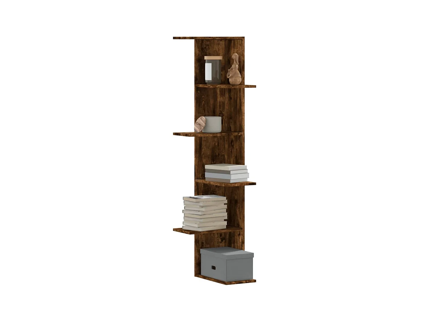 Étagère d'angle murale chêne fumé bois d'ingénierie FR673782