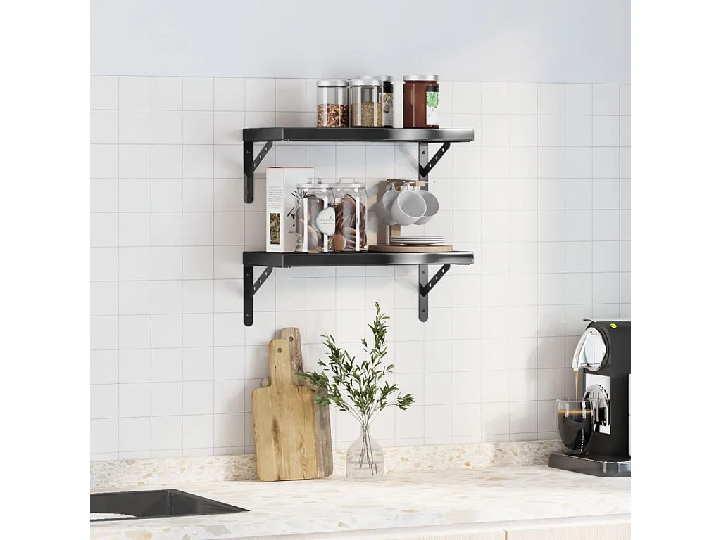 Estantes de pared 2 uds acero inoxidable negro 50x23,5 cm ES428422