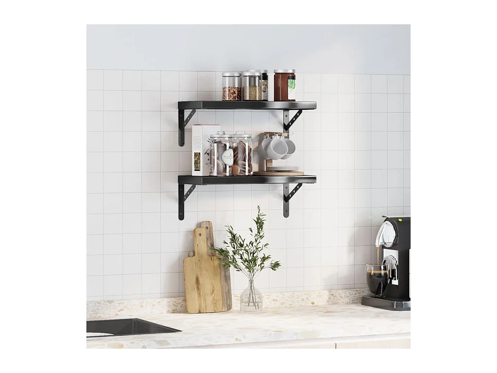 Étagères murales 2 pcs 50x23,5 cm noir acier inoxydable FR946034