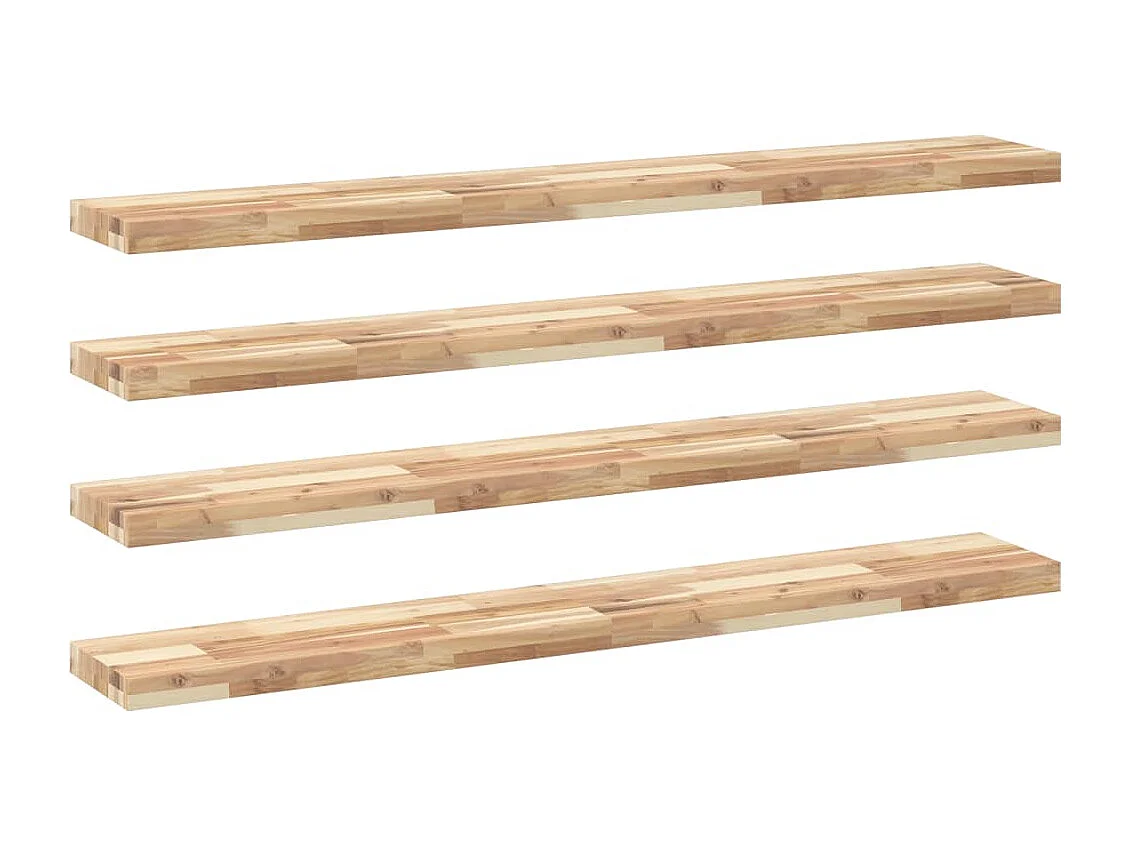 Etagères murales 4 pcs 140x20x4 cm acacia massif non traité FR443839