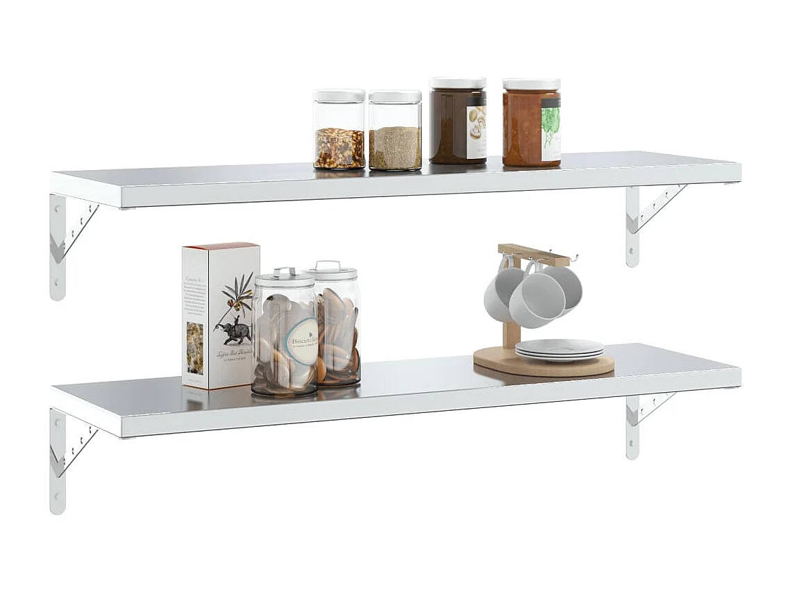 Etagères murales 4pcs 30x2,5x15,5cm argenté acier inoxydable FR546386