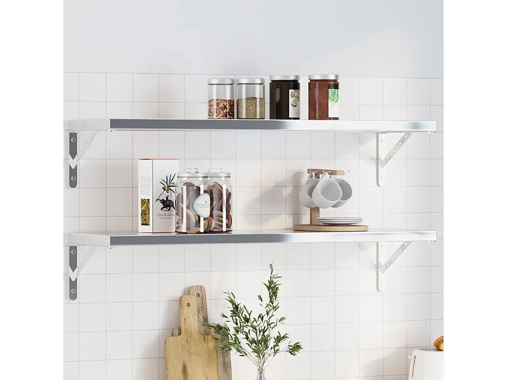 Soportes de estante 4 uds acero inoxidable 30x2,5x15,5 cm ES862617