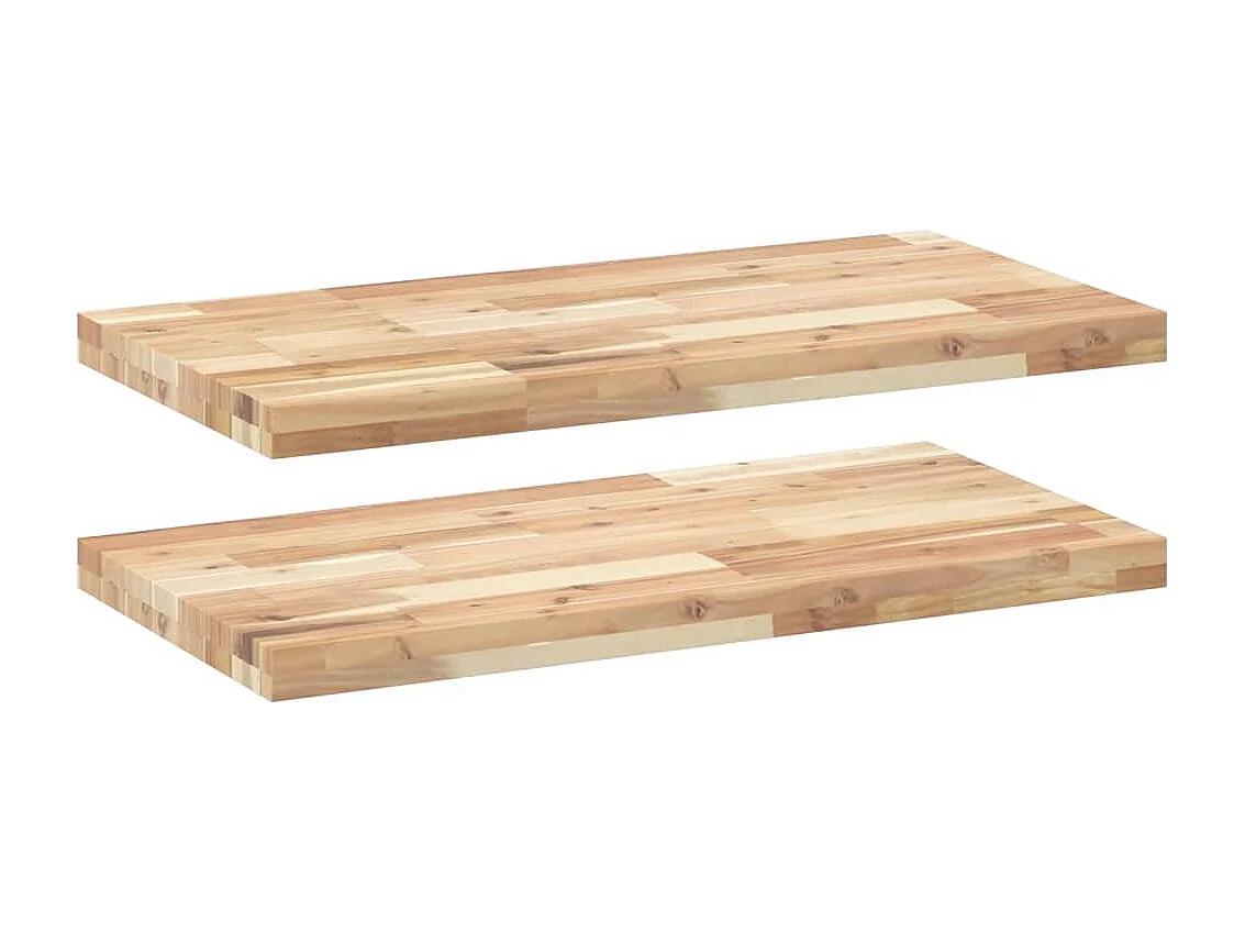 Wandschappen 2 st zwevend 60x40x4 cm onbehandeld acaciahout BE956178