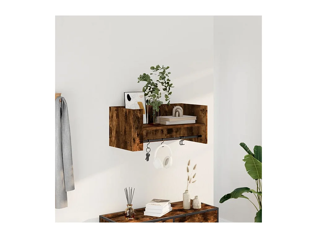 Prateleira parede 70,5x35x30,5cm deriv. madeira carvalho fumado PT369611