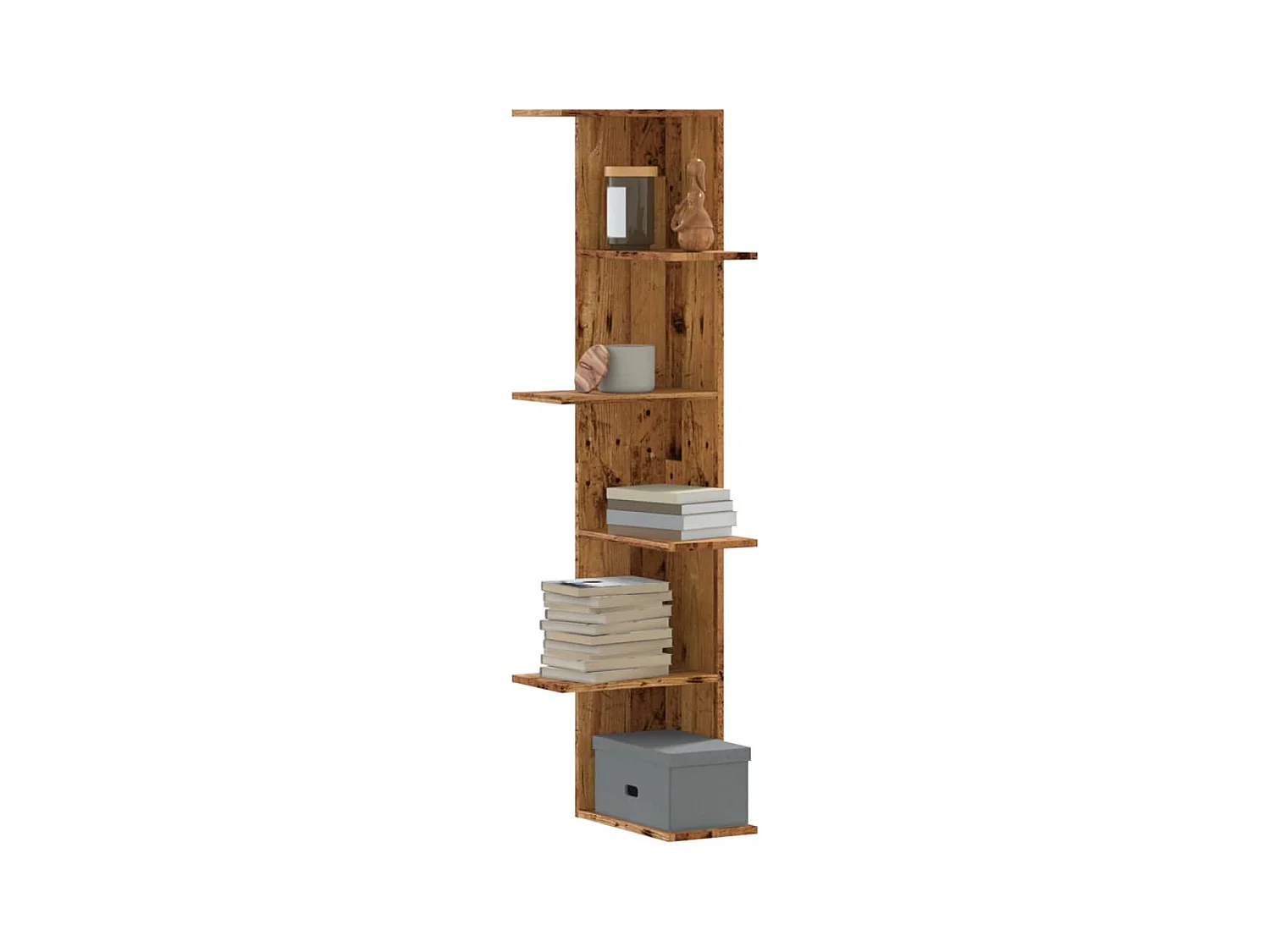 Étagère d'angle murale vieux bois bois d'ingénierie FR820842
