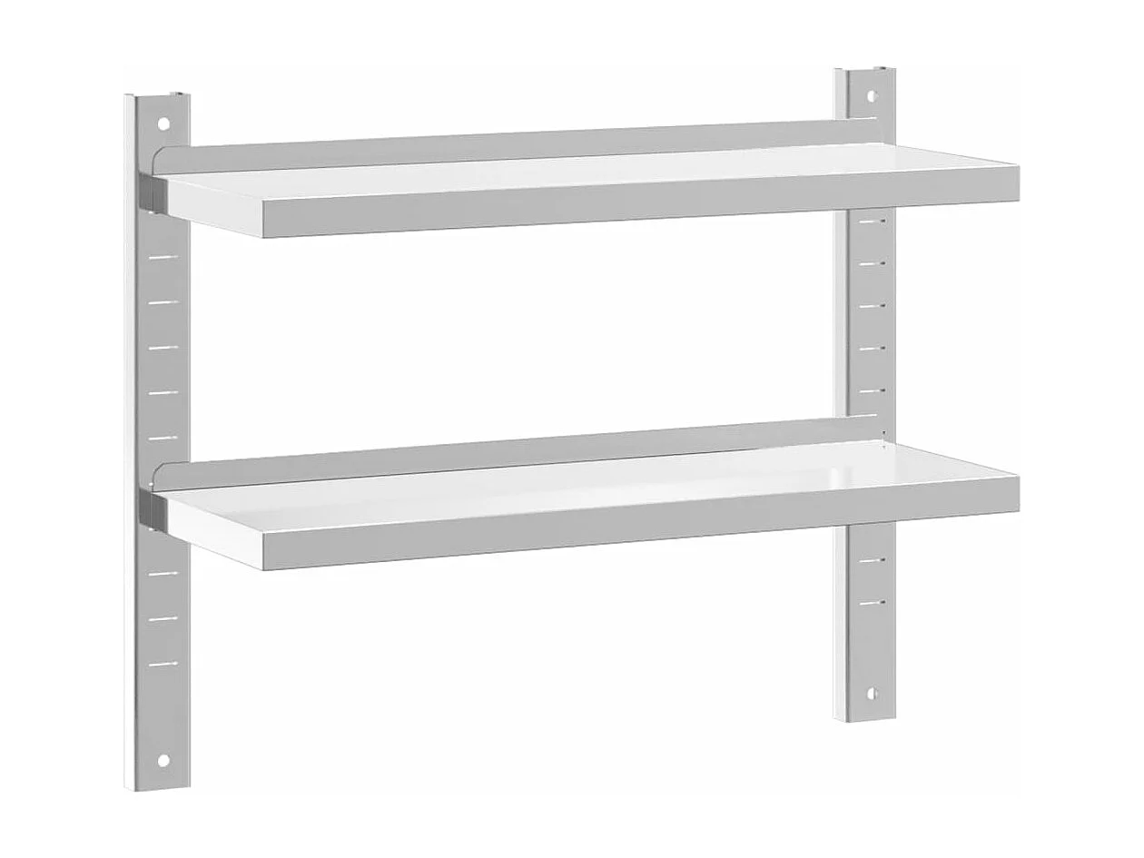 Étagère murale 2 niveaux 75x23,5x60 cm argenté acier inoxydable FR717041