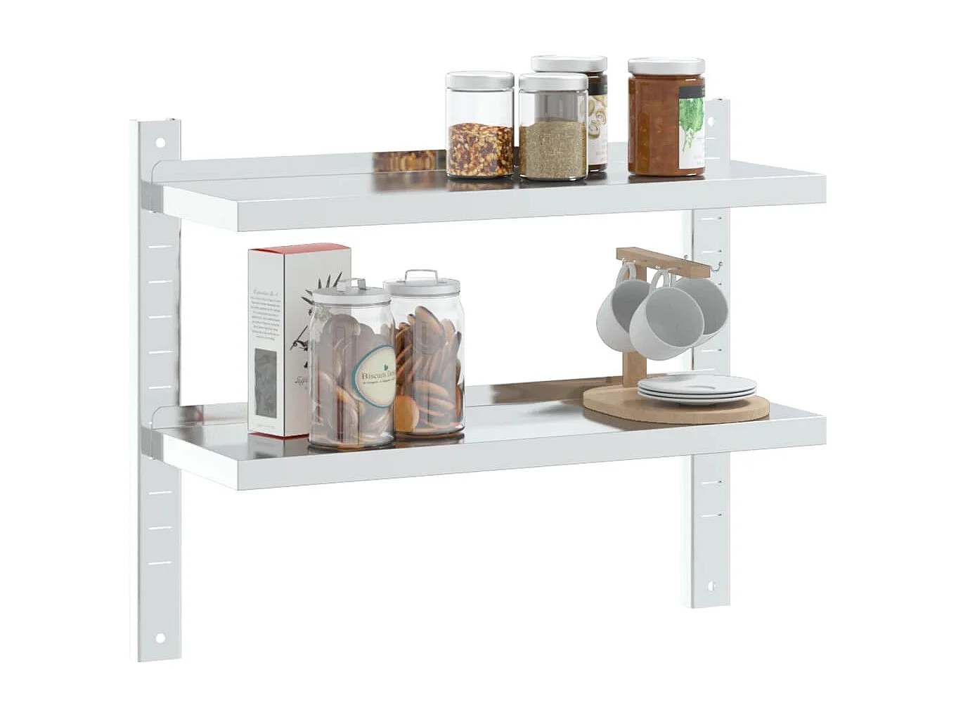 Étagère murale 2 niveaux 75x23,5x60 cm argenté acier inoxydable FR717041