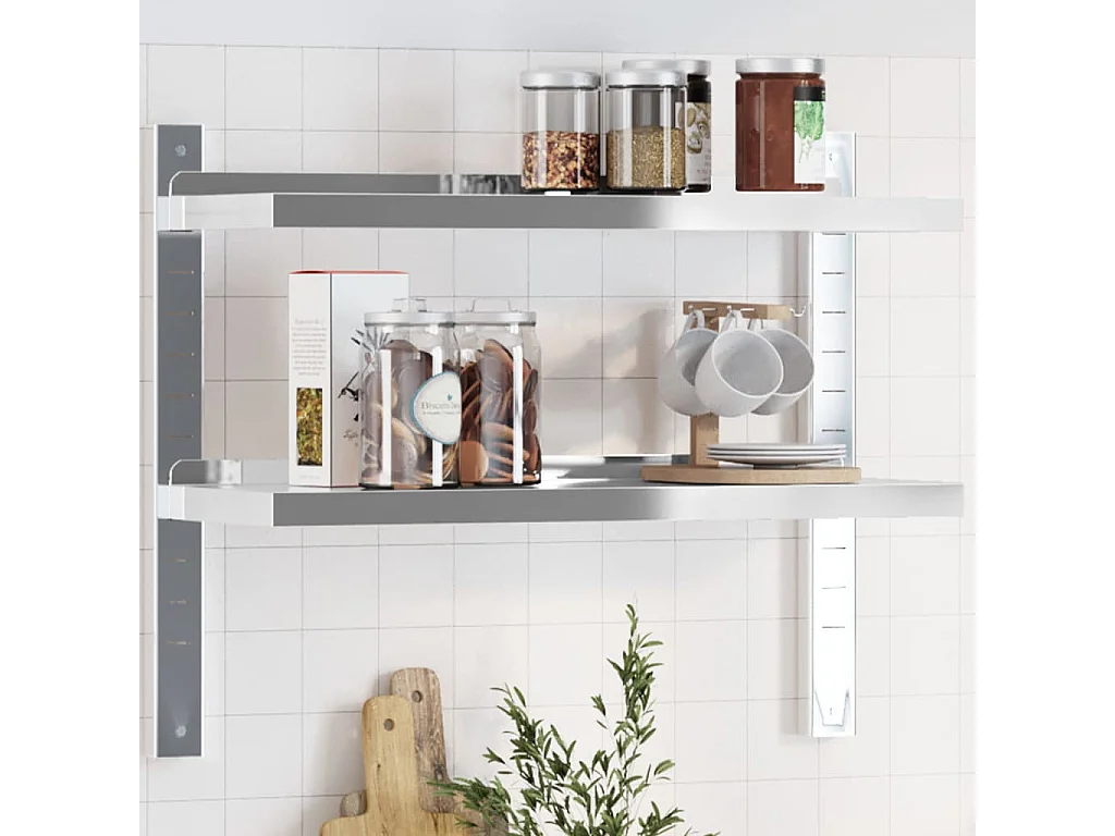 Estante de pared acero inoxidable plateado 75x23,5x60 cm ES381624