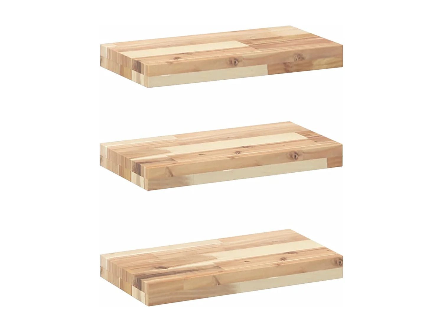 Wandschappen 3 st zwevend 60x20x4 cm onbehandeld acaciahout BE990774