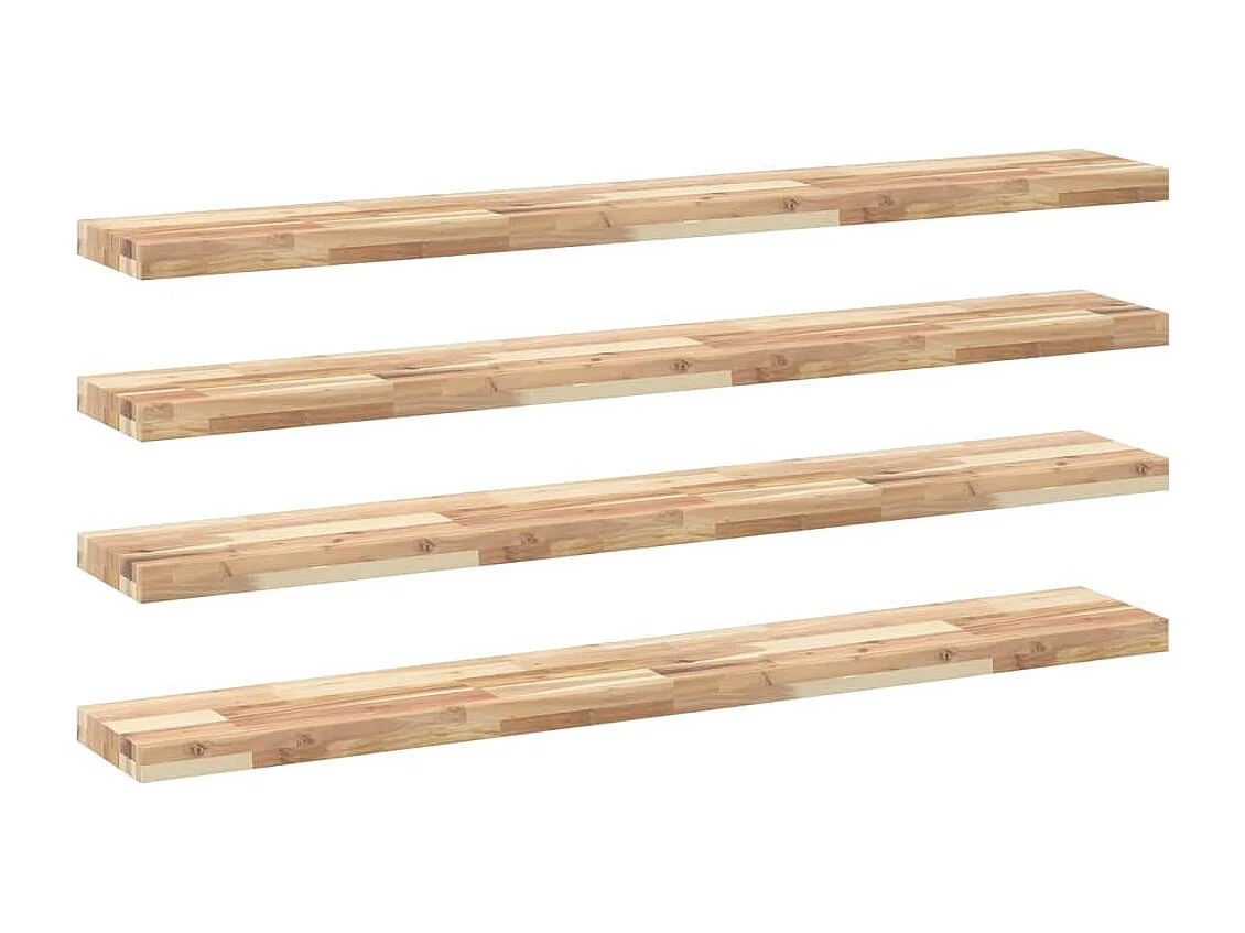 Wandschappen 4 st zwevend 160x20x4 cm onbehandeld acaciahout BE409637