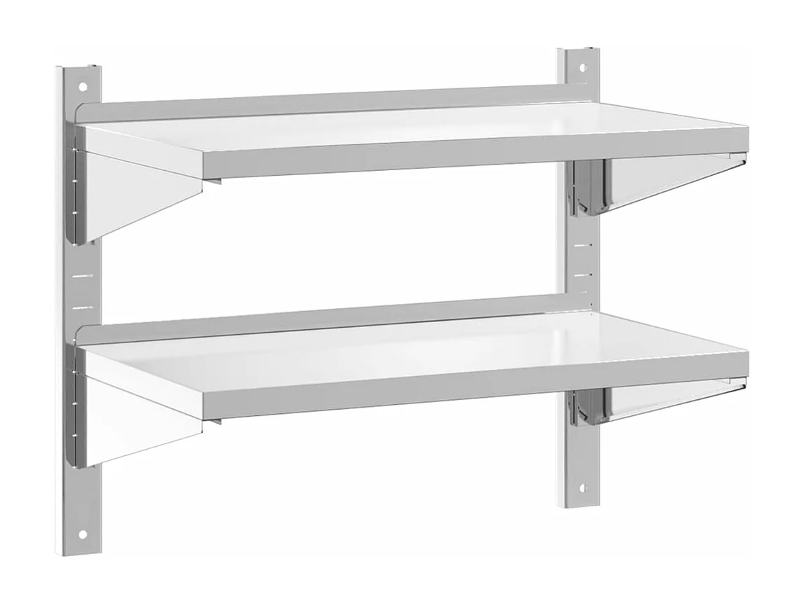 Étagère murale à 2 niveaux 75x40x60 cm argenté acier inoxydable FR384463