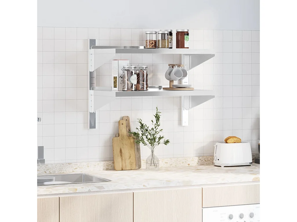 Estante de pared acero inoxidable plateado 75x40x60 cm ES130063