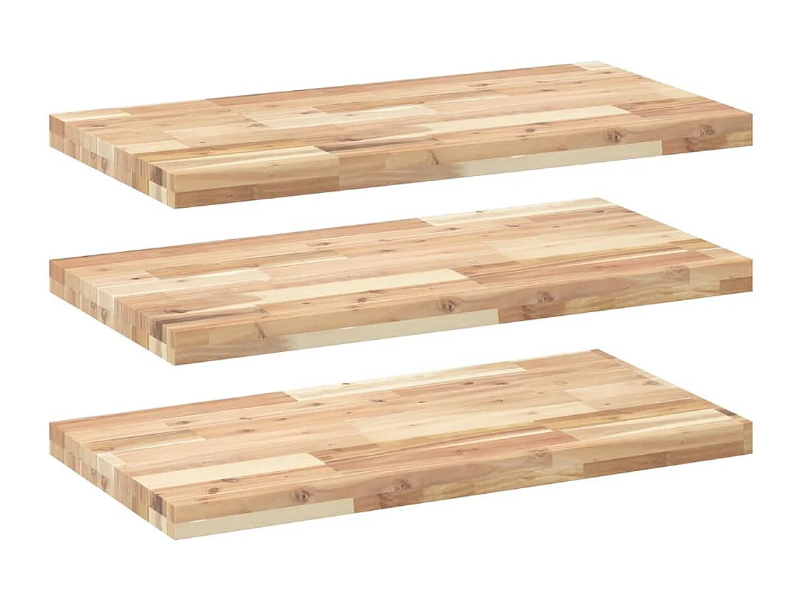 Estantes flotantes 3 uds madera acacia sin tratar 60x40x4 cm ES592606