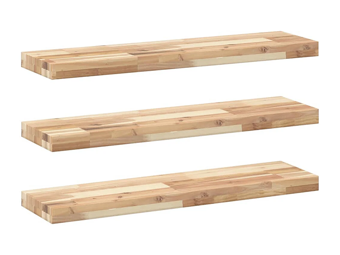 Wandschappen 3 st zwevend 100x20x4 cm onbehandeld acaciahout BE506458