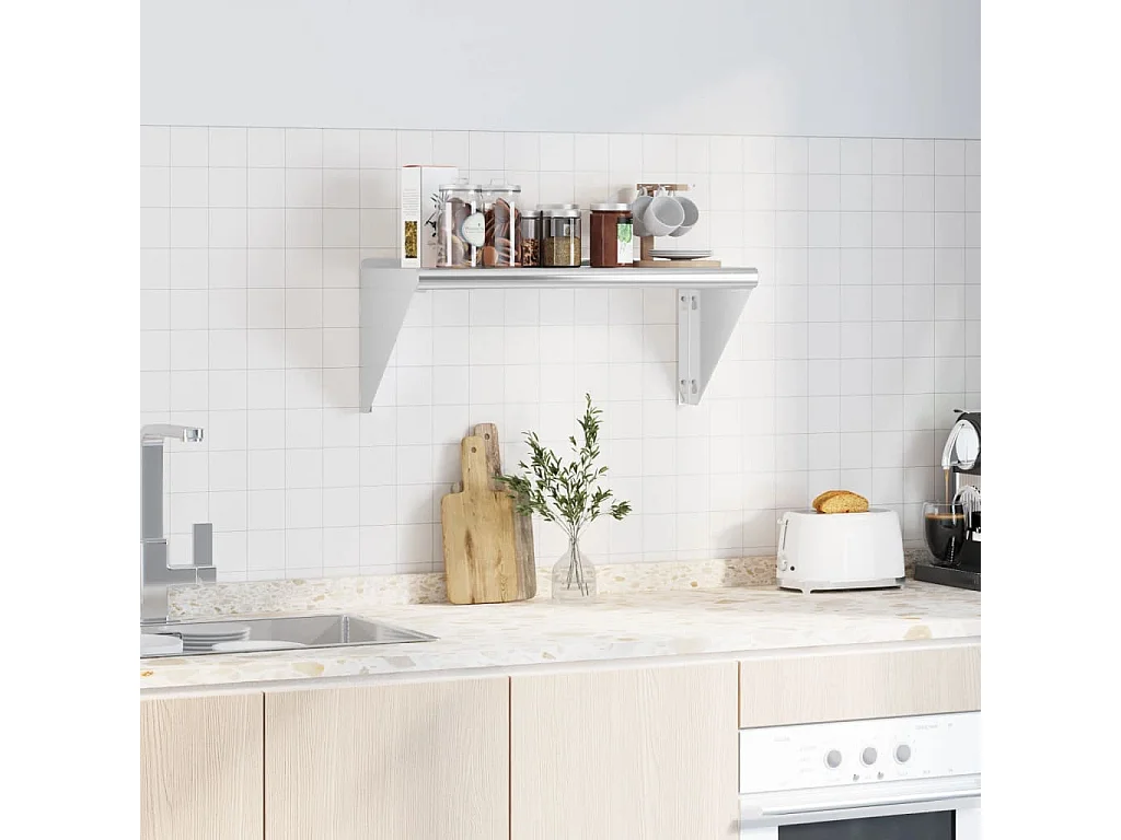 Étagère murale 75x30x31 cm argenté acier inoxydable FR749115