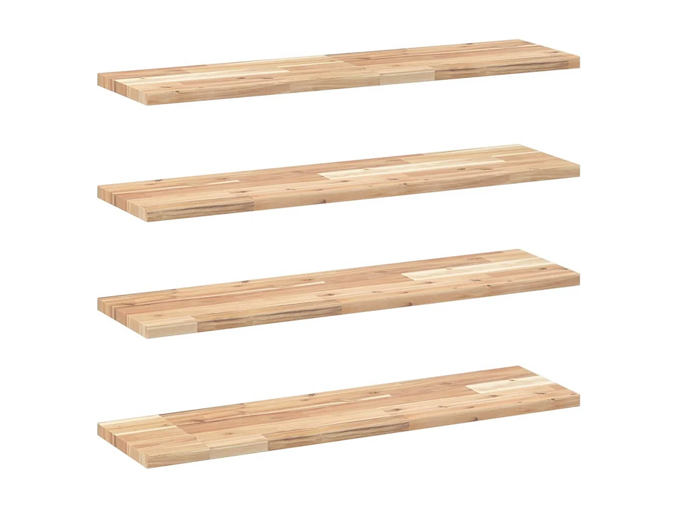 Estantes flotantes 4 uds madera acacia sin tratar 80x20x2 cm ES774873