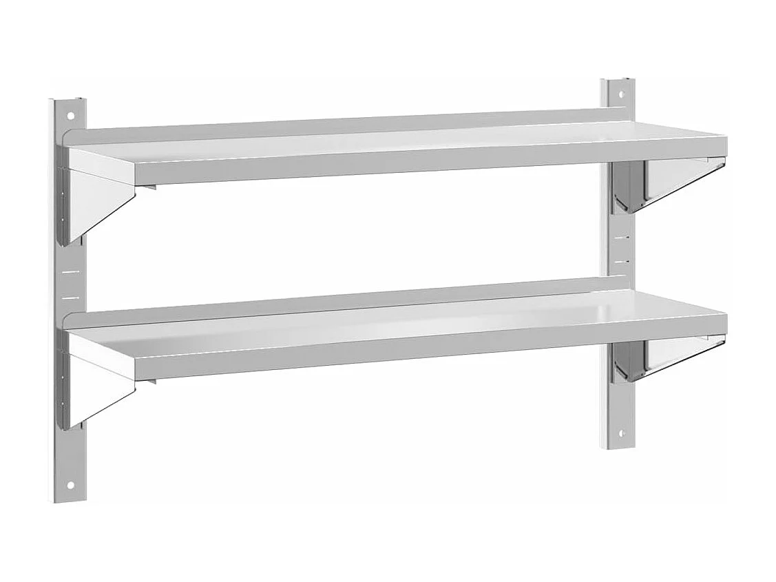 Estante de pared acero inoxidable plateado 100x30x60 cm ES805951