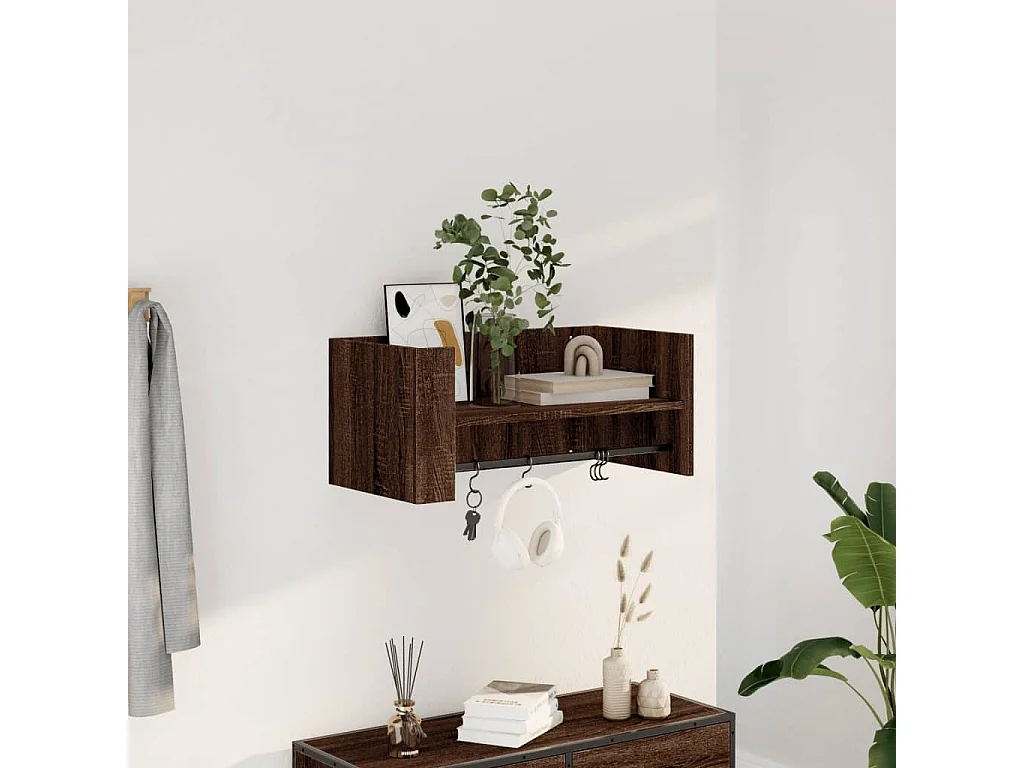 Estante de pared madera ingeniería marrón roble 70,5x35x30,5 cm ES794782