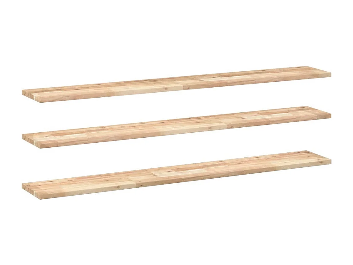 Estantes flotantes 3 uds madera acacia sin tratar 160x20x2 cm ES399102