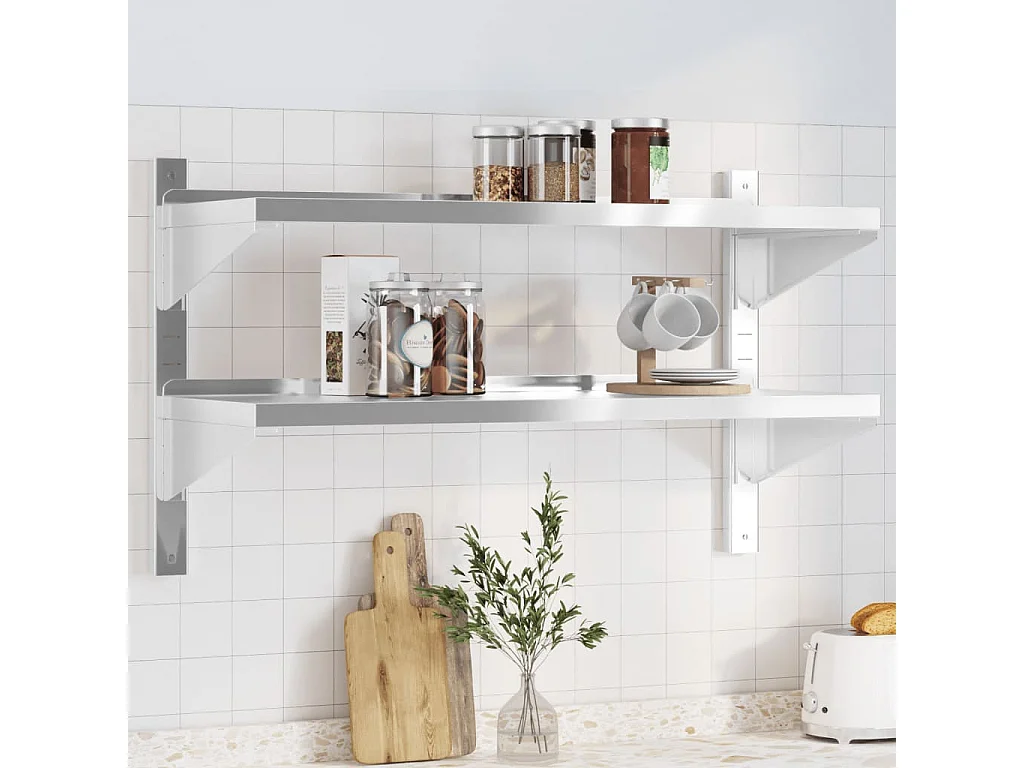 Estante de pared acero inoxidable plateado 100x40x60 cm ES374470