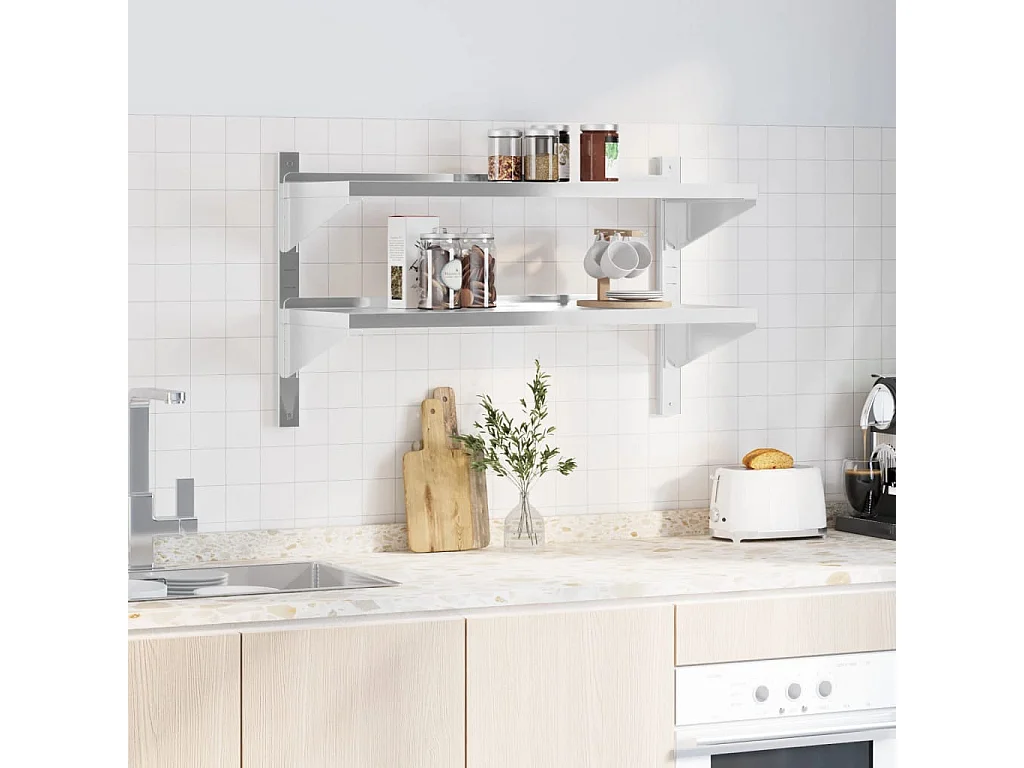 Estante de pared acero inoxidable plateado 100x40x60 cm ES374470