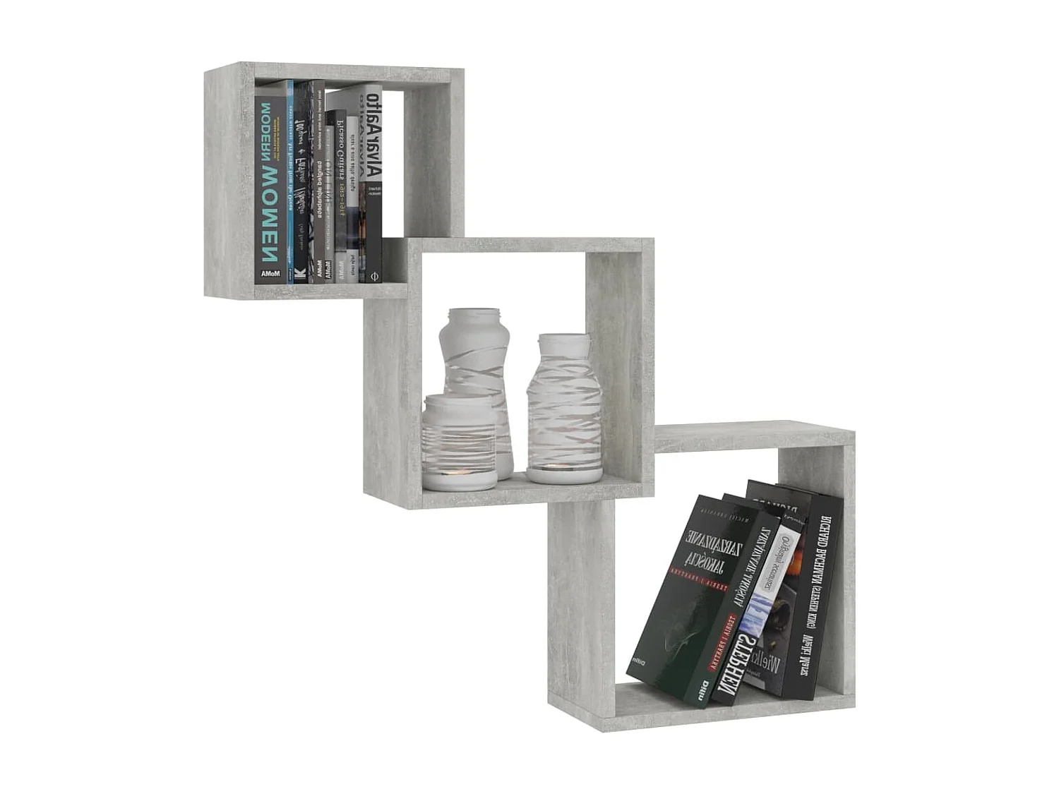 Étagères murales cubiques gris béton 68x15x68cm bois ingénierie FR479426