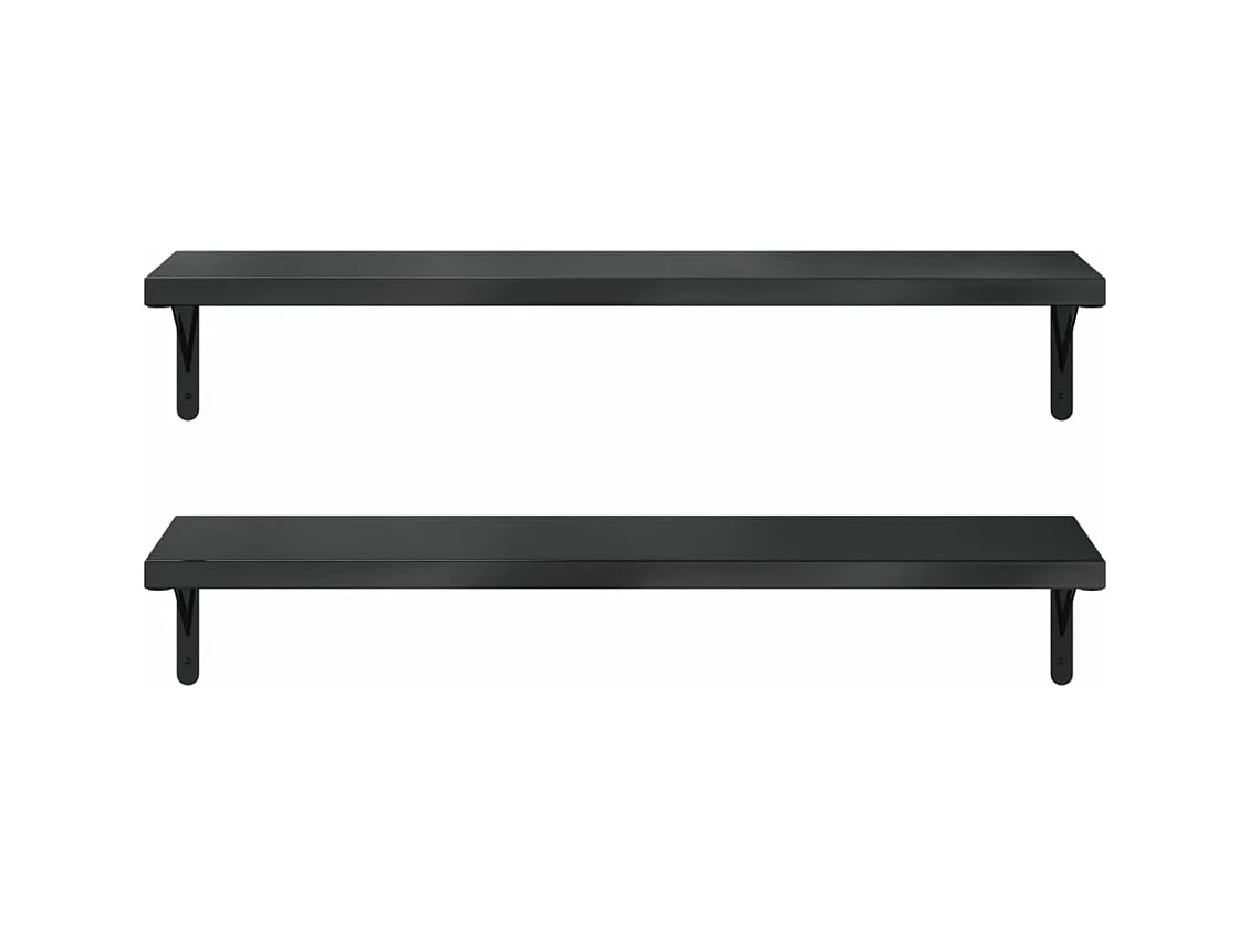 Wandschappen 2 st 100x30 cm roestvrijstaal zwart BE854630