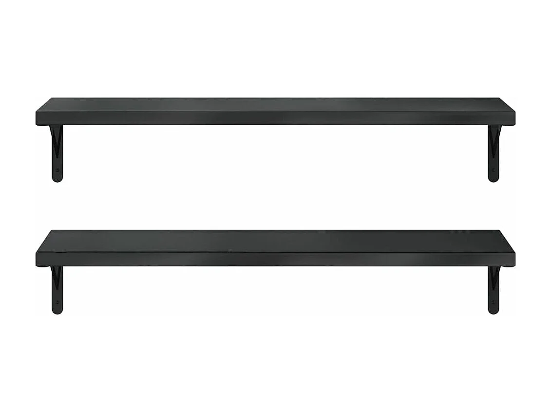 Wandschappen 2 st 100x30 cm roestvrijstaal zwart BE854630