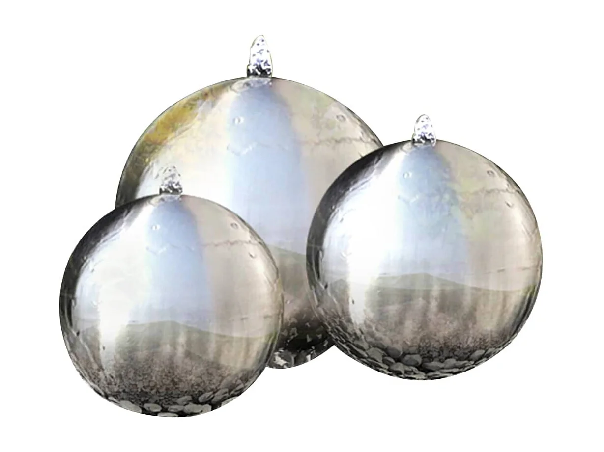 3-delige Fonteinbollenset met LED's roestvrij staal BE752575