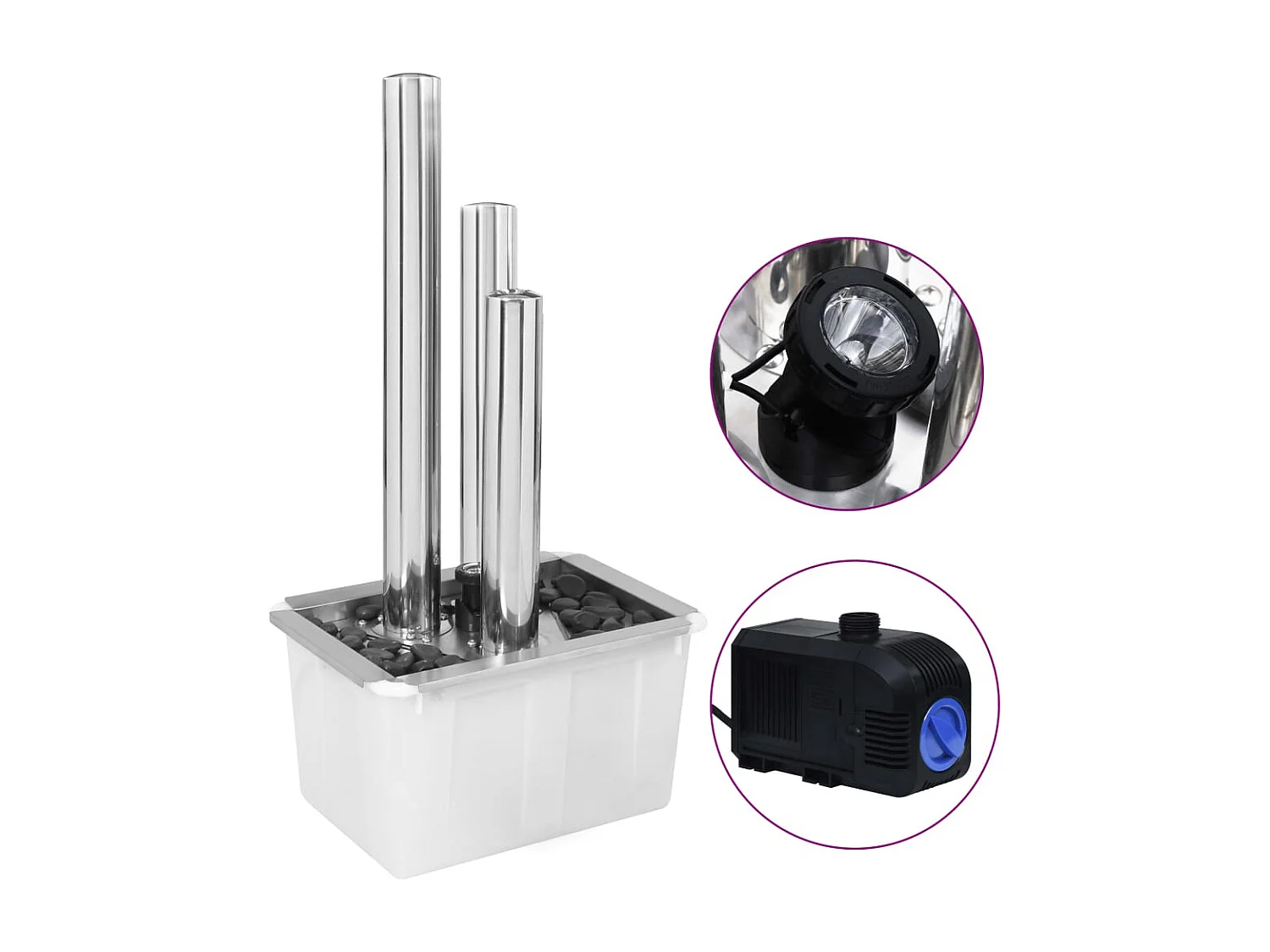 Fontaine de jardin Argenté 48x34x88 cm Acier inoxydable FR865293