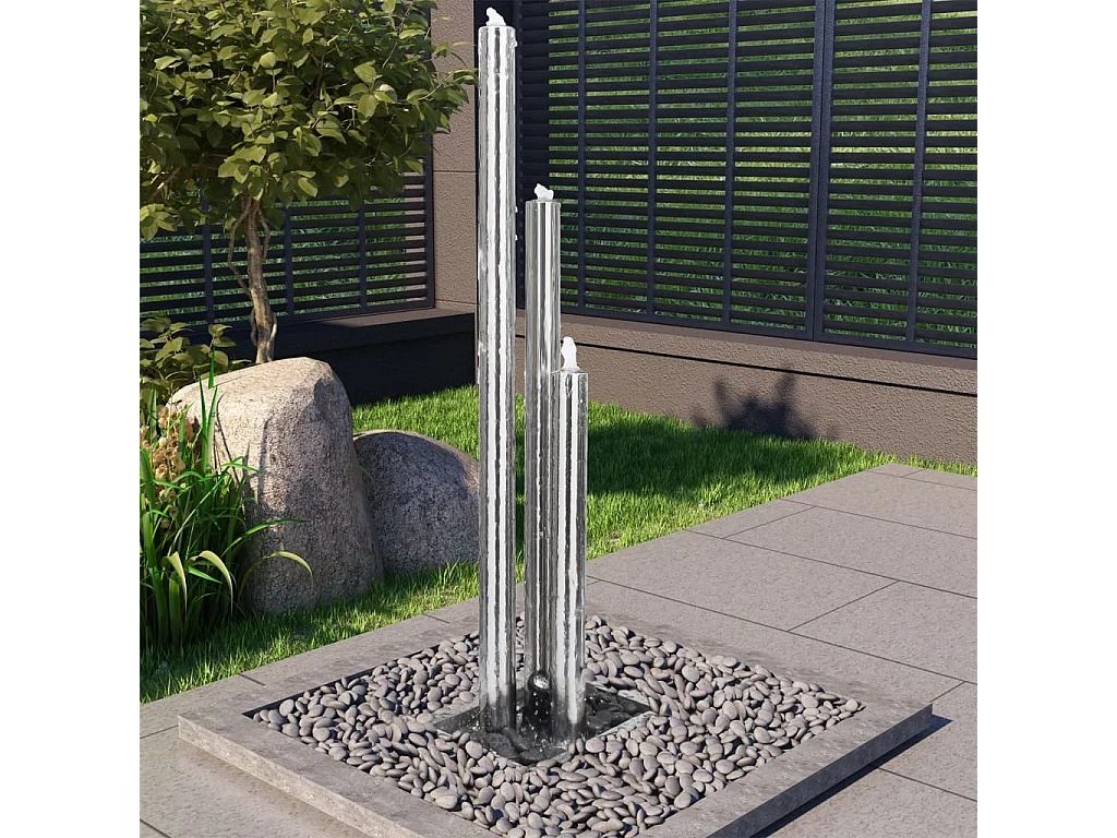 Fonte de jardim 48x34x153 cm aço inoxidável prateado PT582160