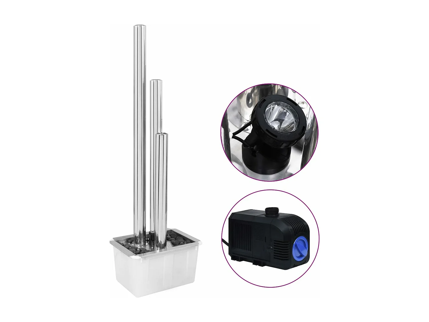 Fonte de jardim 48x34x153 cm aço inoxidável prateado PT582160