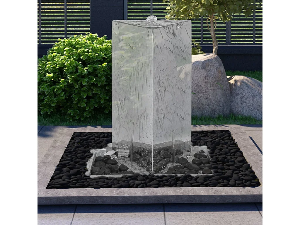 Fuente de jardín triangular con bomba acero inoxidable 76 cm ES480278