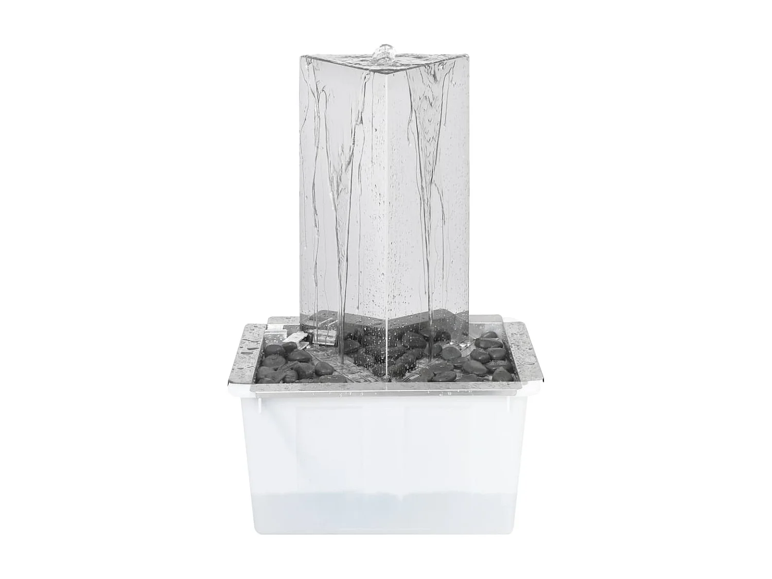Fuente de jardín triangular con bomba acero inoxidable 76 cm ES480278