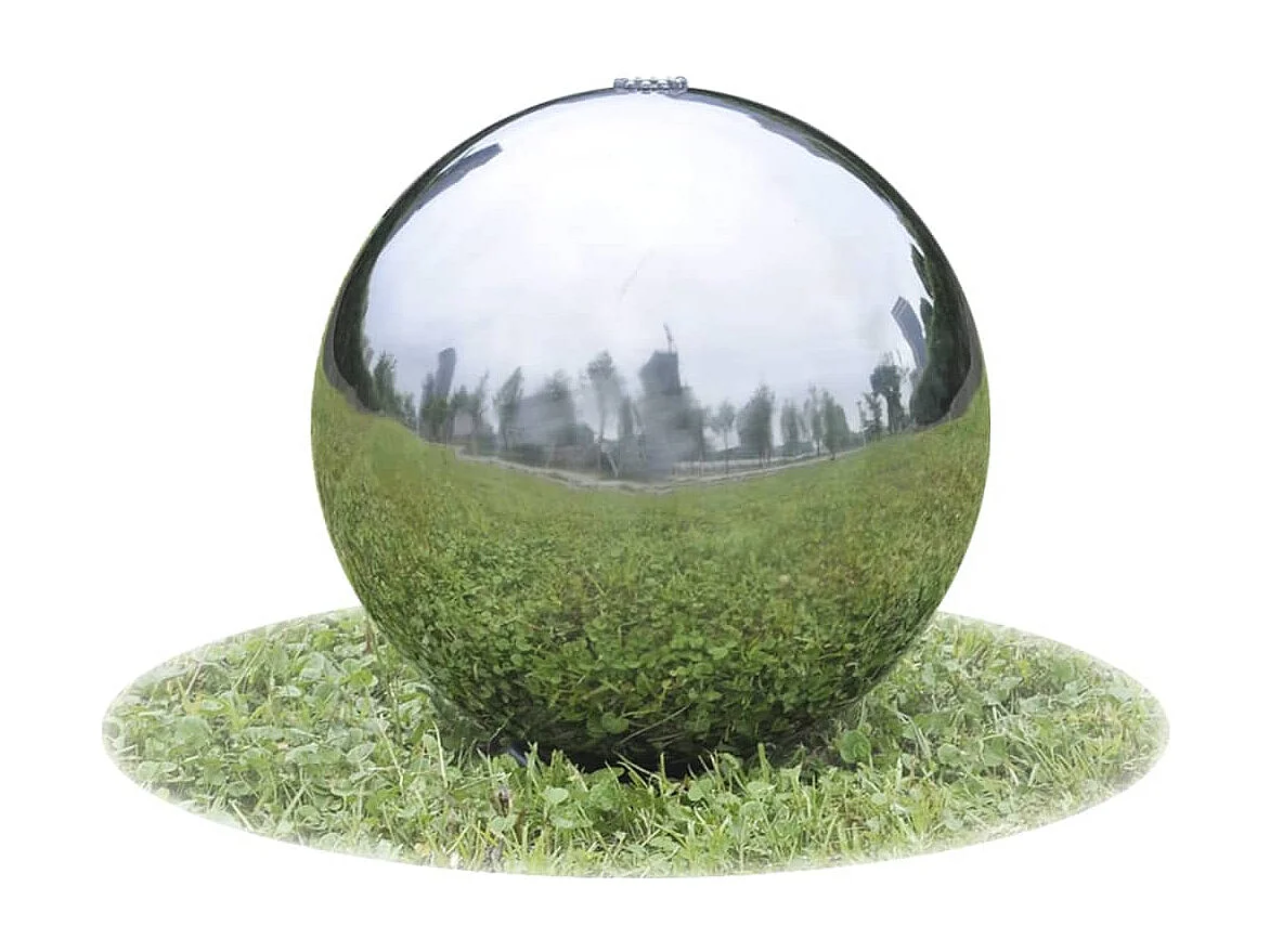 Fonte esfera com LEDs para jardim 40 cm aço inoxidável PT941601