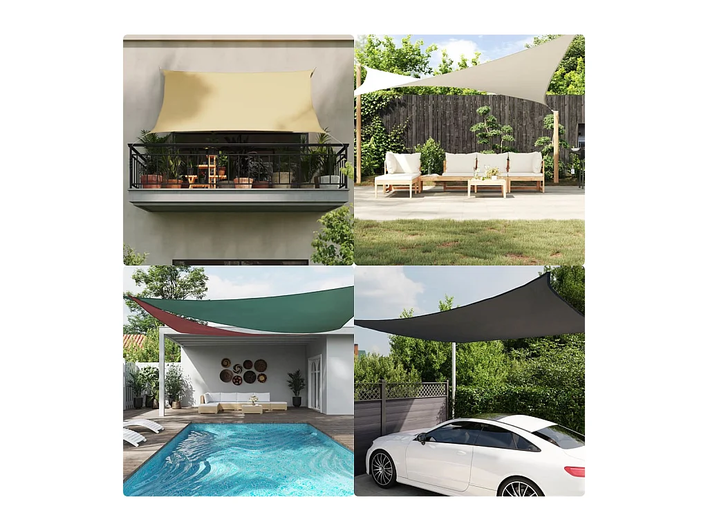Para-sol estilo vela tecido oxford retangular 3,5x4,5 m bege PT571768