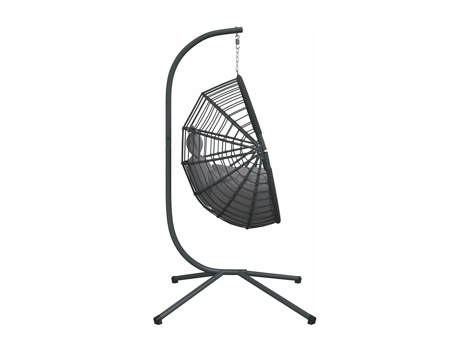 Hangstoel met standaard rattan en staal grijs BE108664