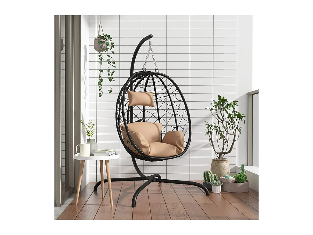 Fauteuil suspendue en forme d'œuf avec coussin taupe FR656290