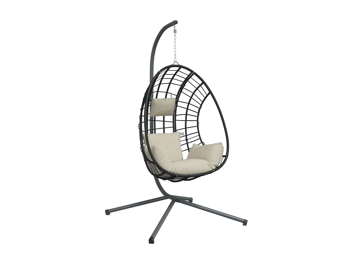 Silla colgante huevo con soporte ratán y acero beige ES674089