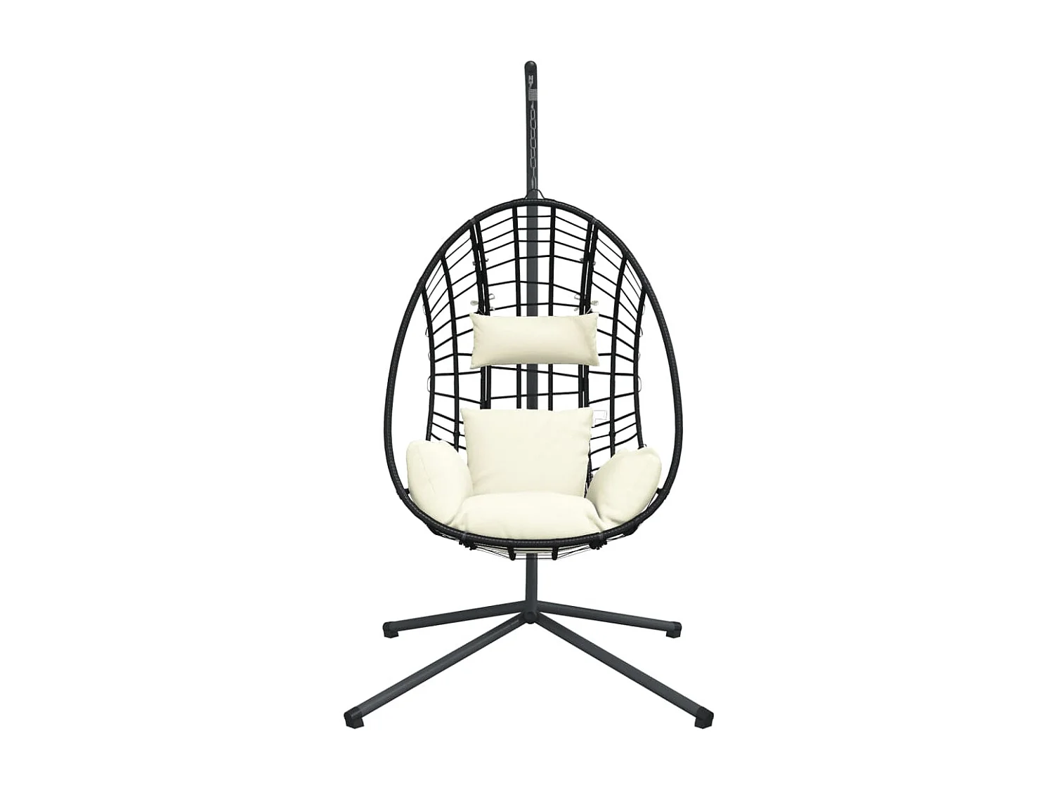 Silla colgante huevo con soporte ratán y acero beige ES674089