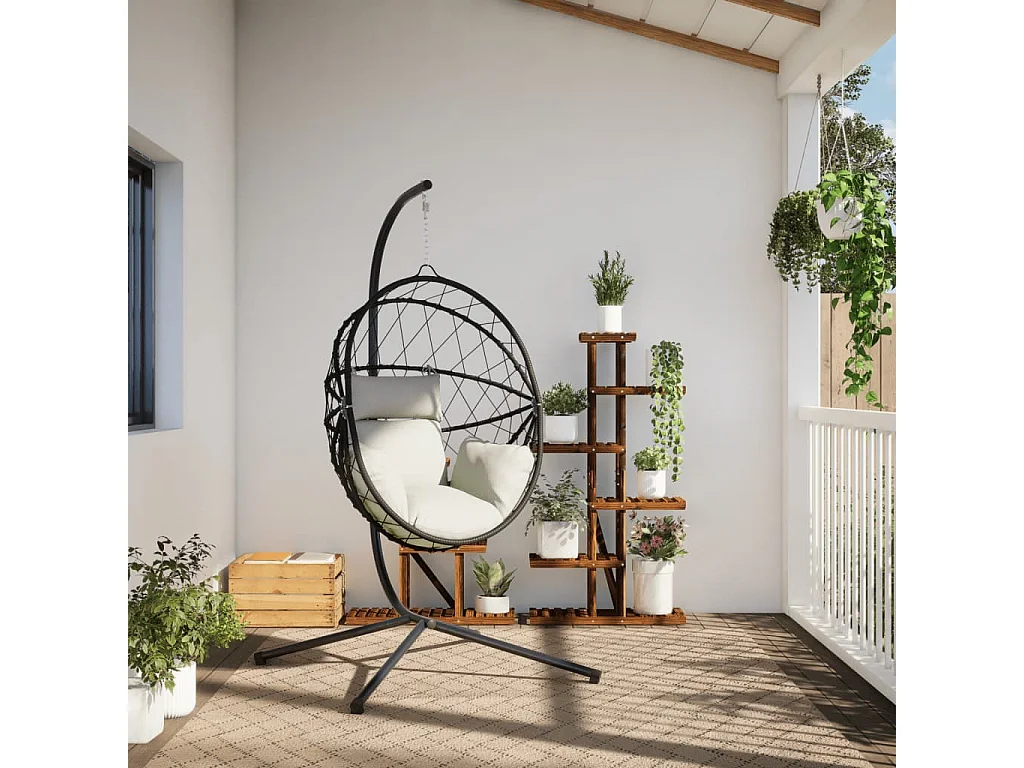 Hangstoel met standaard rattan en staal beige BE734460