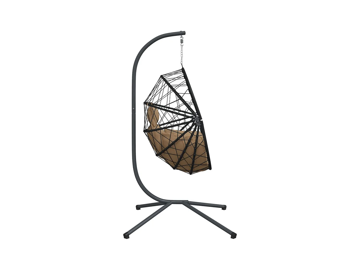 Fauteuil suspendue en forme d'œuf et support taupe rotin et acier FR509234