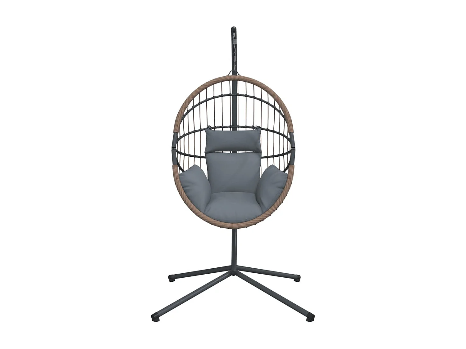 Silla colgante huevo con soporte ratán y acero gris claro ES845251