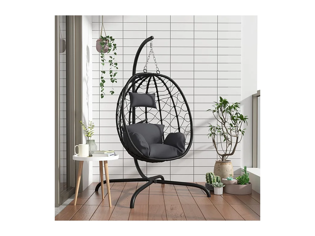 Fauteuil suspendue en forme d'œuf avec coussin Anthracite FR397689