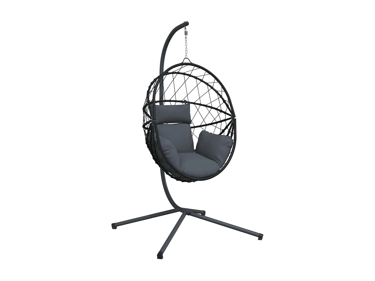 Cadeira forma de ovo suspensa c/ suporte vime/aço antracite PT904284