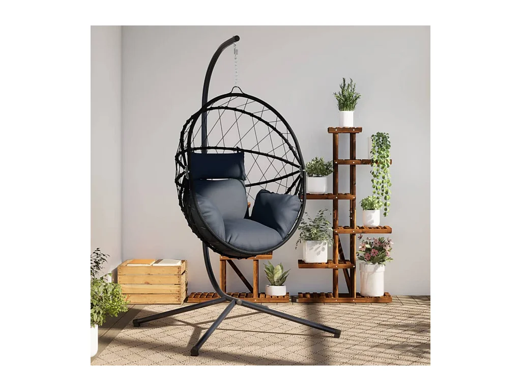 Fauteuil suspendue en forme d'œuf avec support anthracite FR205762