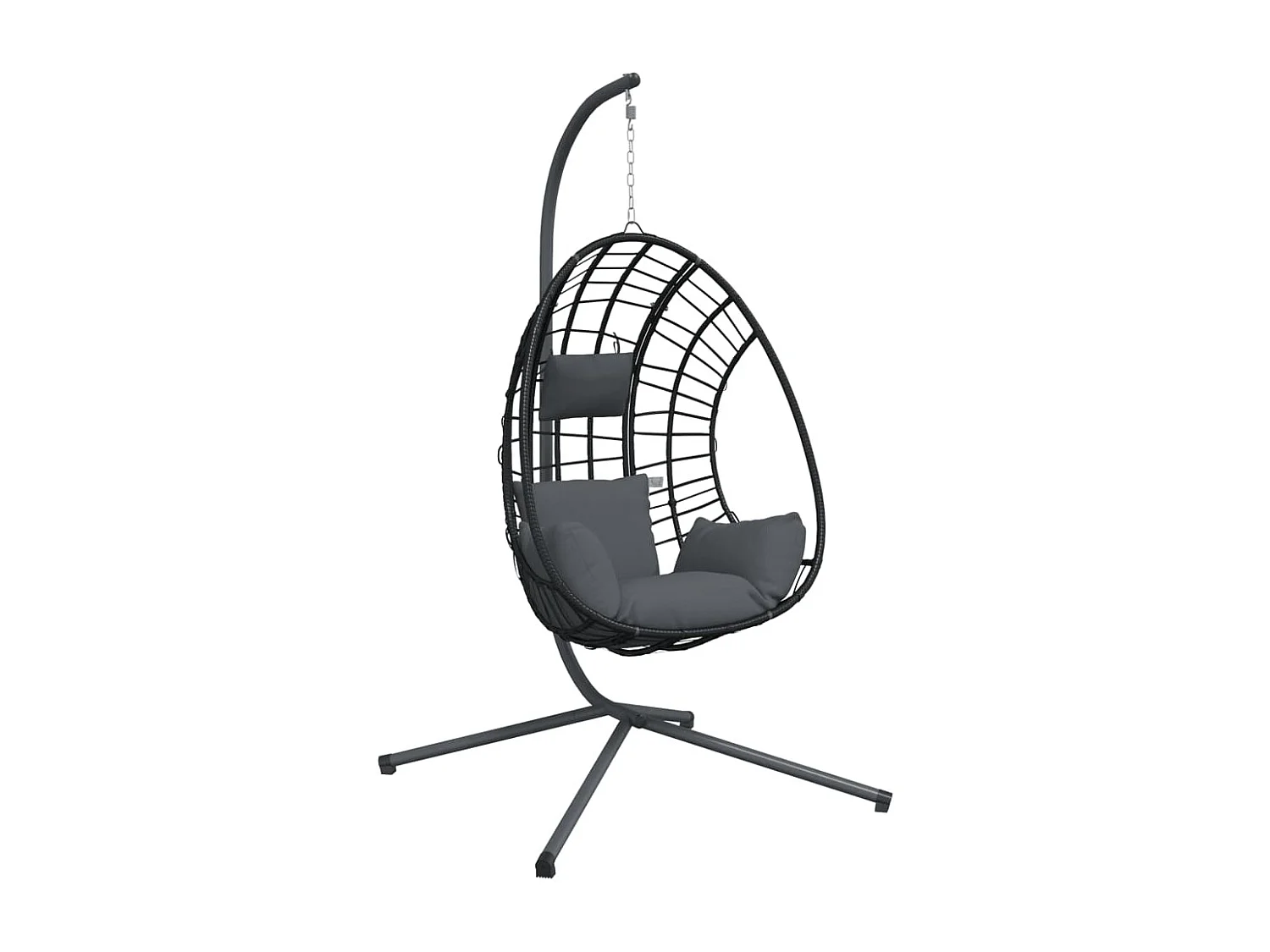 Fauteuil suspendue œuf support anthracite rotin et acier FR525574